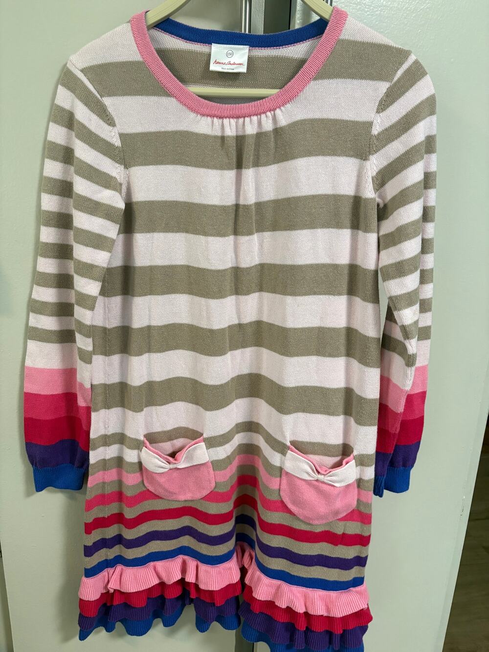 Hanna Andersson striped knit sweater dress 12Y